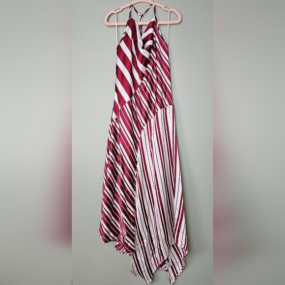 By Anthropologie Women's Sleeveless Cowl Neck Asymmetrical Midi Dress, Red, XS - Picture 5 of 9